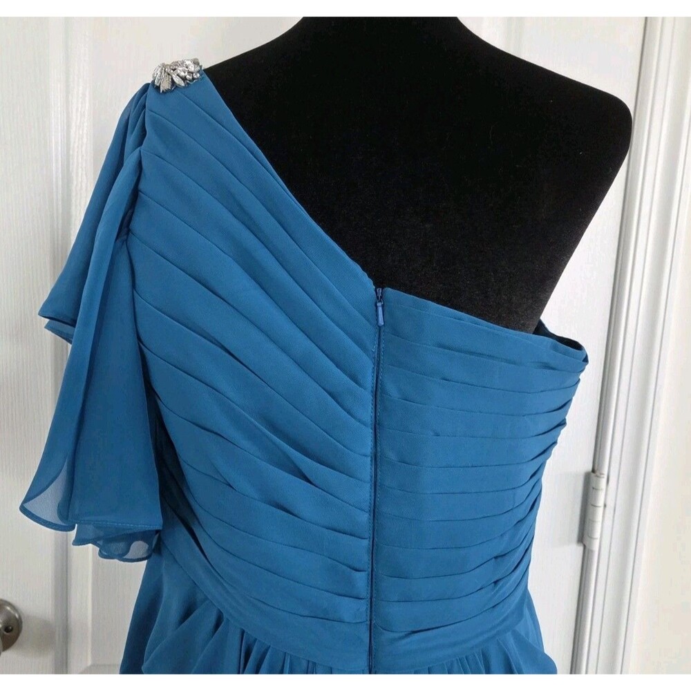 Jasmine Bridal 'Jade' collection cocktail One-shoulder dress in Blue Chiffon -14 - Picture 8 of 14